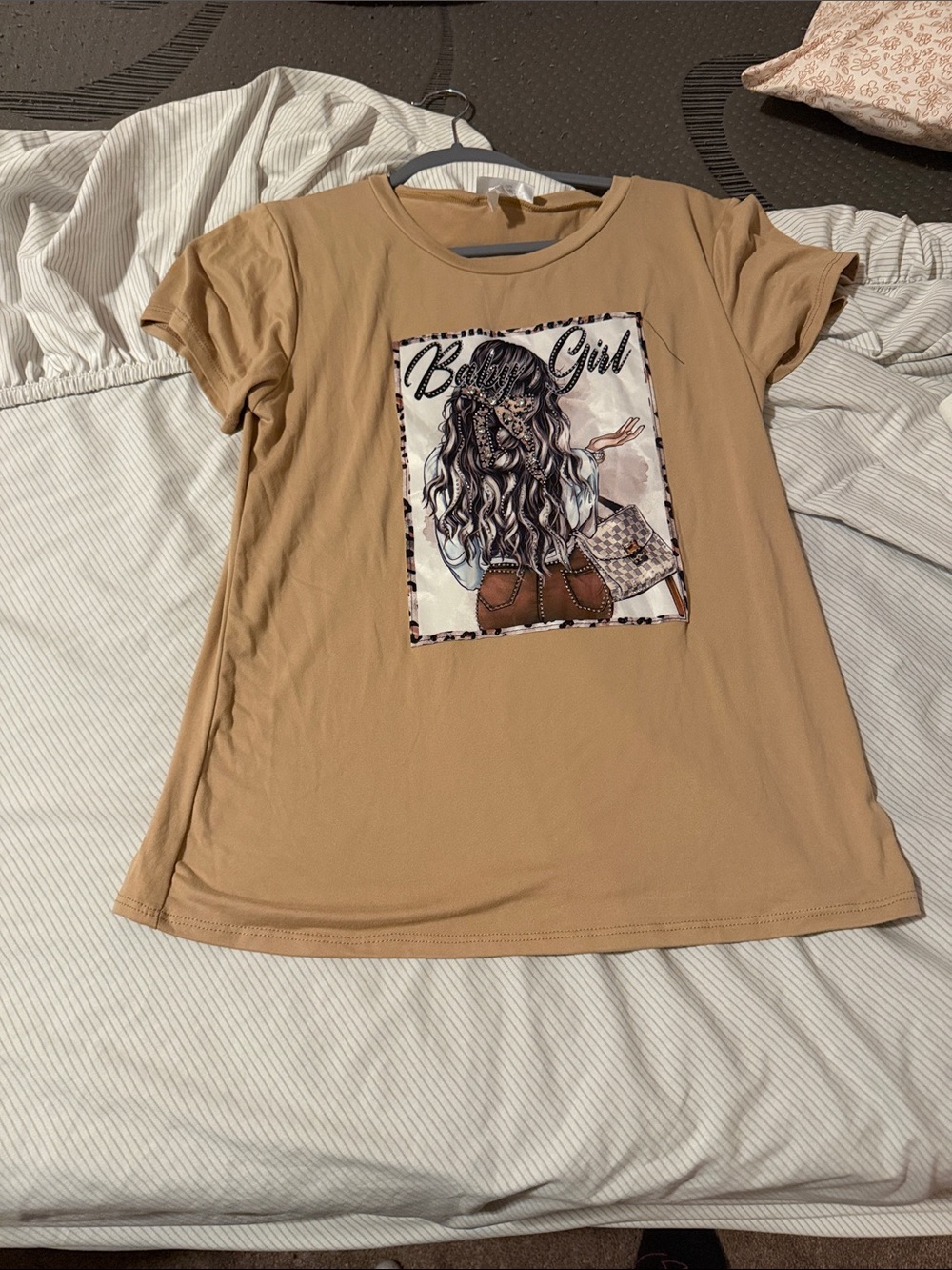 VIDA Beige Graphic 'Beau Girl' Short Sleeve Tee